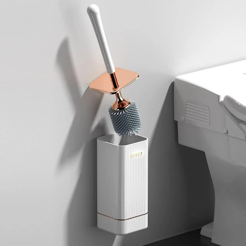 Toilet Brush Set – Flexible Silicone, Ventilated Holder