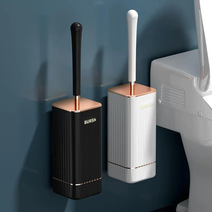 Toilet Brush Set – Flexible Silicone, Ventilated Holder