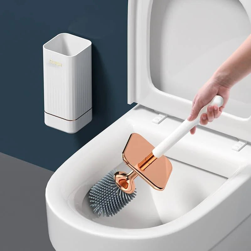 Toilet Brush Set – Flexible Silicone, Ventilated Holder