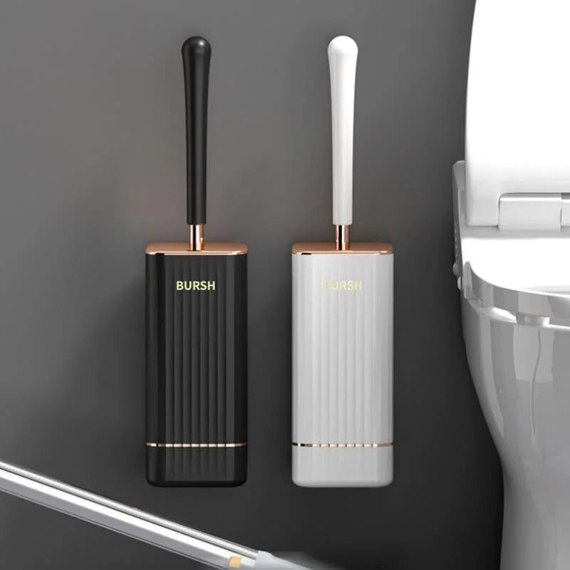 Toilet Brush Set – Flexible Silicone, Ventilated Holder