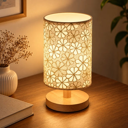 Fabric shade table lamp with floral pattern for cosy home decor