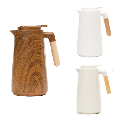 Thermal Carafe – 1L Glass-Lined, Wood Handle