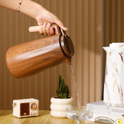 Thermal Carafe – 1L Glass-Lined, Wood Handle