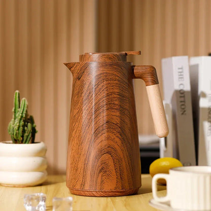 Thermal Carafe – 1L Glass-Lined, Wood Handle