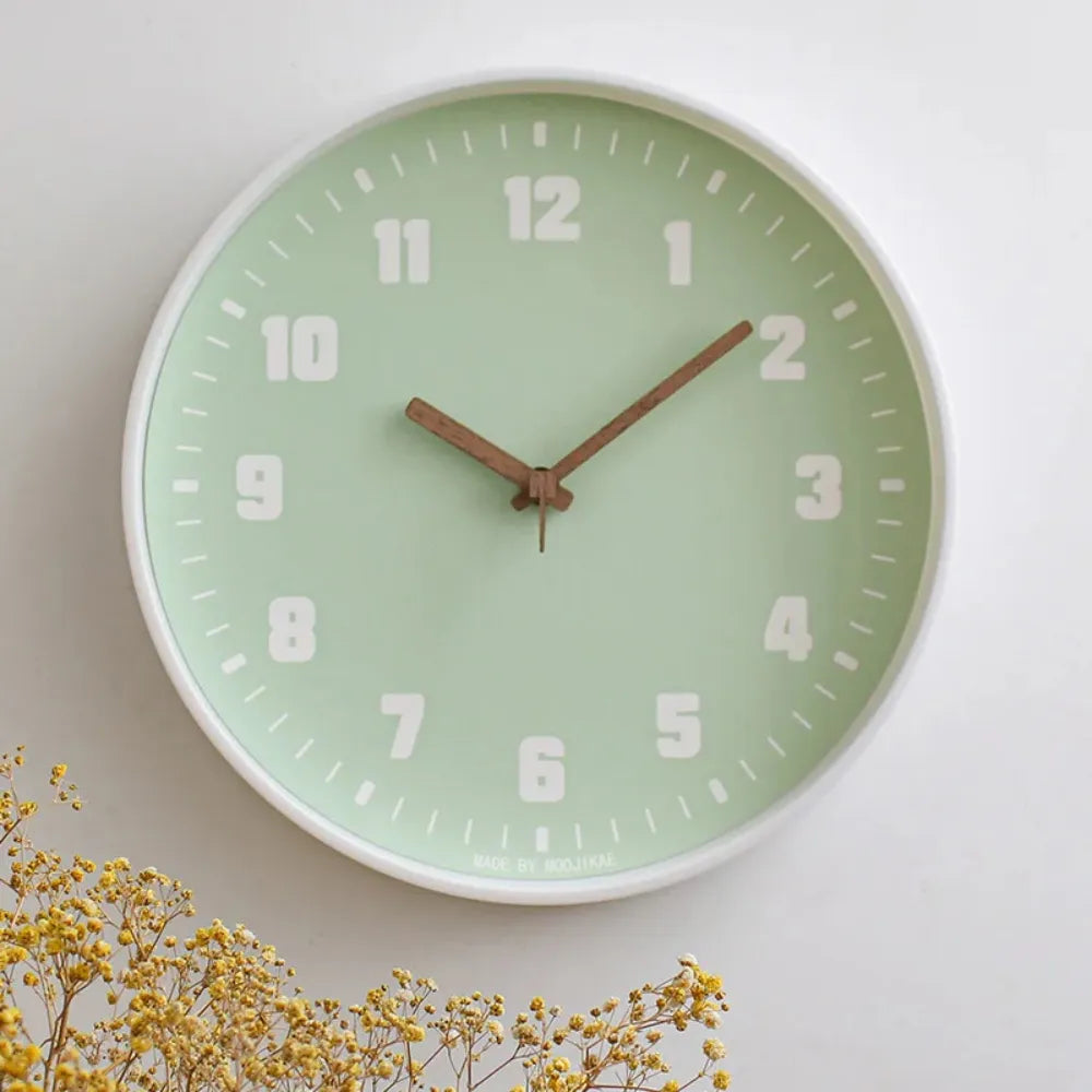 Verona Green 30cm green wall clock, front view