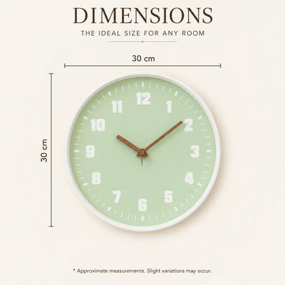 Verona Green 30cm green wall clock, size guide, 30 cm diameter