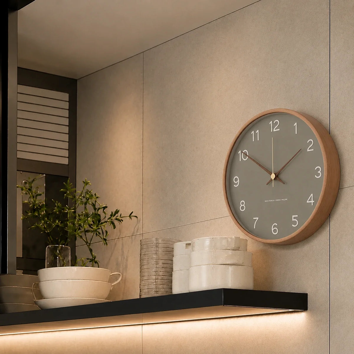 Milano Gray 25cm grey wall clock, in a kitchen
