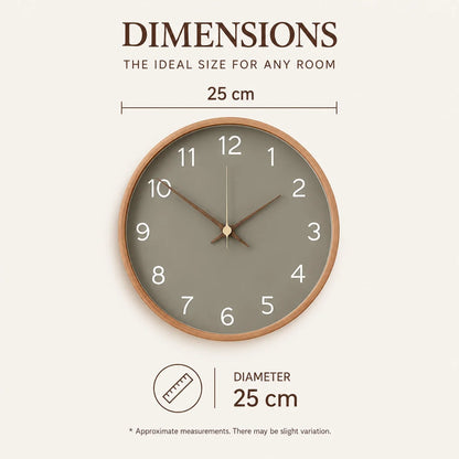 Milano Gray 25cm grey wall clock, size guide, 25 cm diameter