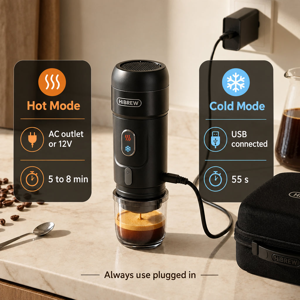 HiBREW Portable Espresso Machine – 3-in-1 with Travel Case – in use