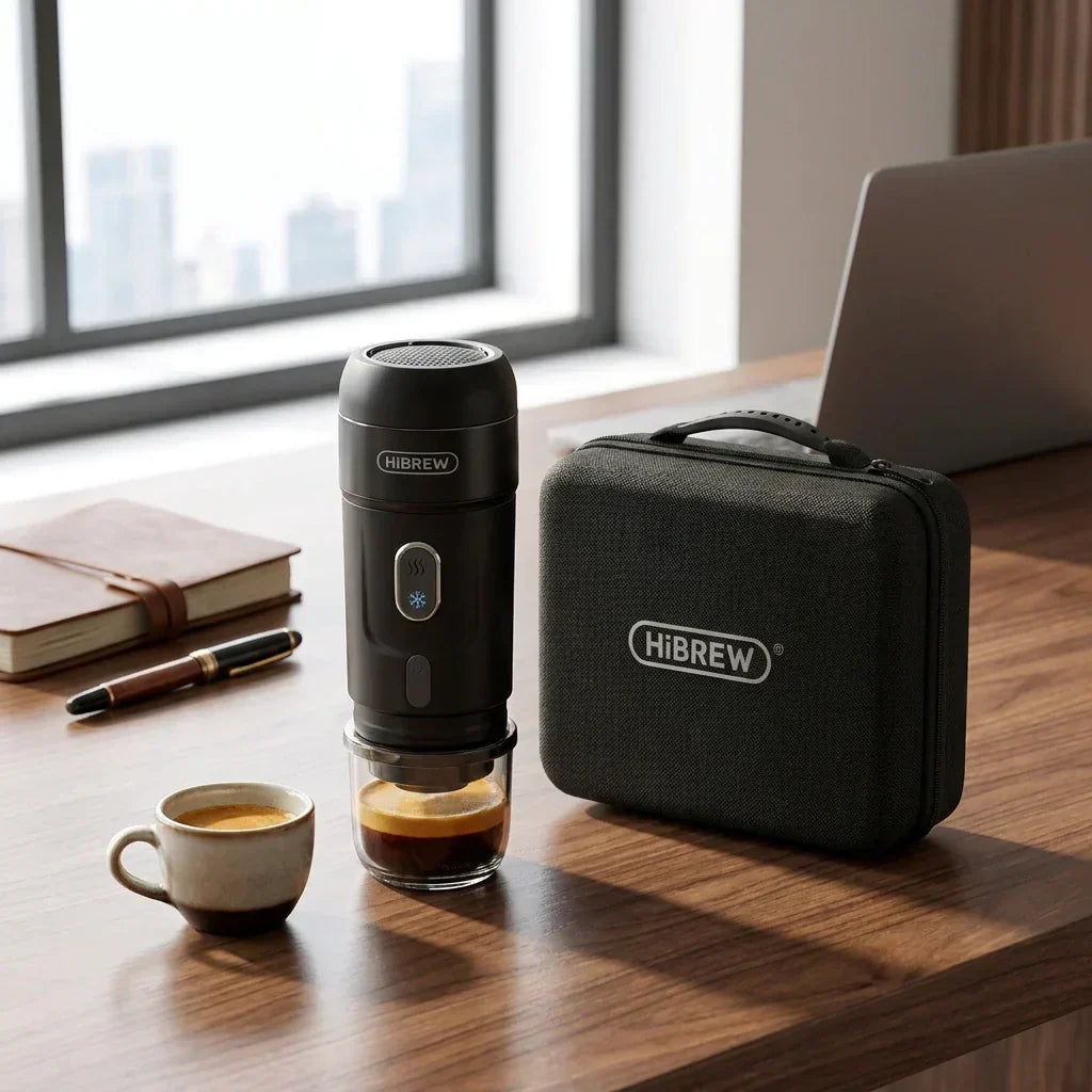 HiBREW Portable Espresso Machine – 3-in-1 with Travel Case – in use
