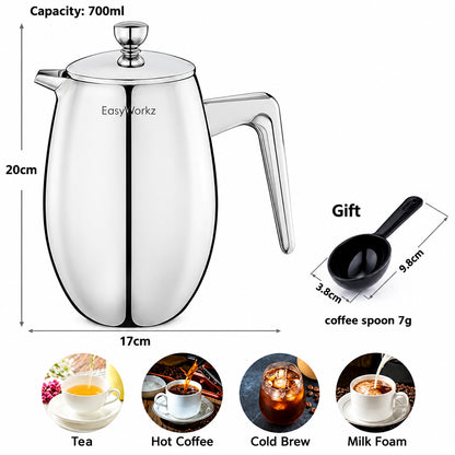 Marseille Black French Press Cafetière – 350 ml to 1 L – in use