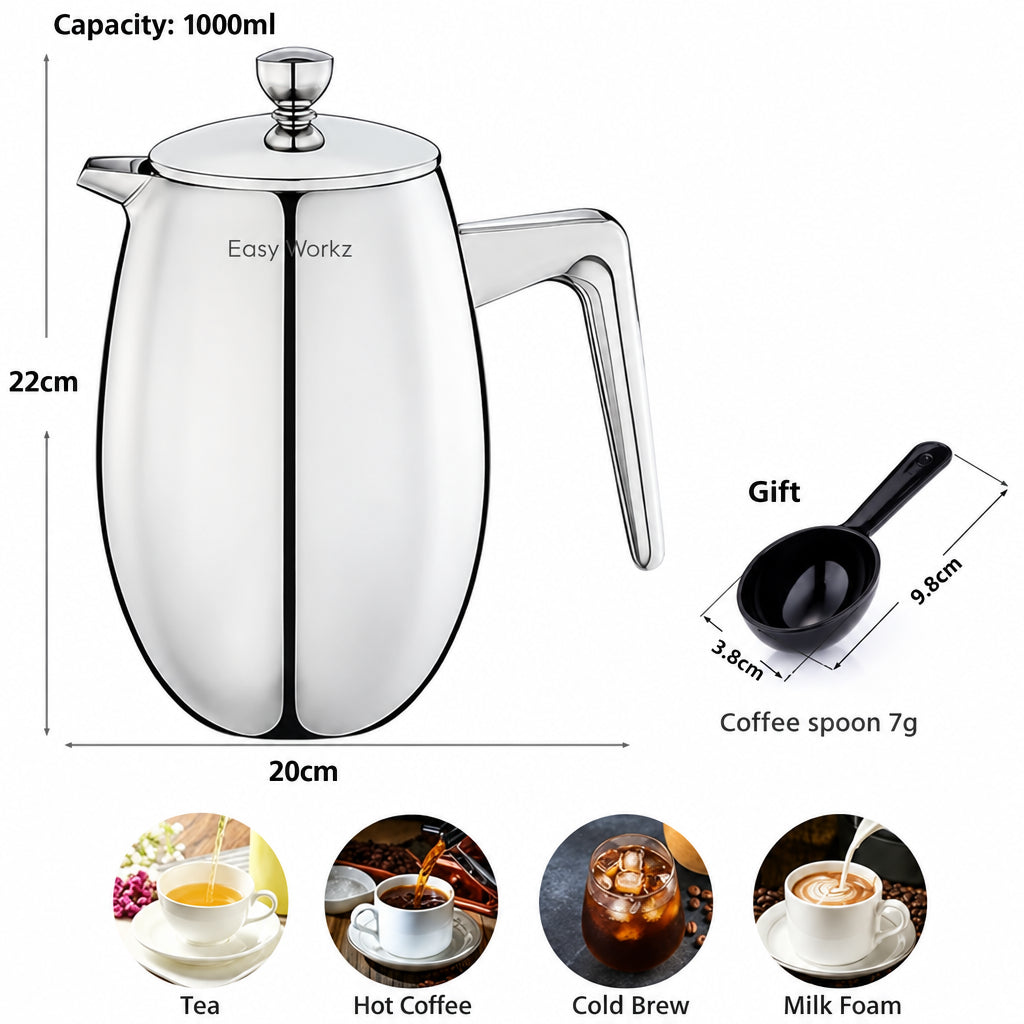 Marseille Black French Press Cafetière – 350 ml to 1 L – product detail