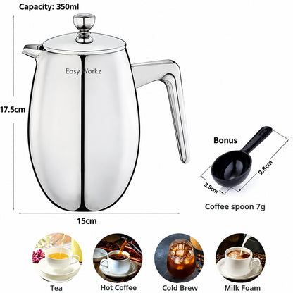 Marseille Black French Press Cafetière – 350 ml to 1 L – product view