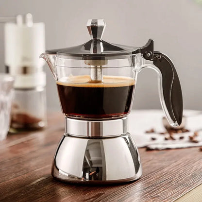 Milano Induction Moka Pot – 200 ml, Clear Chamber – in use