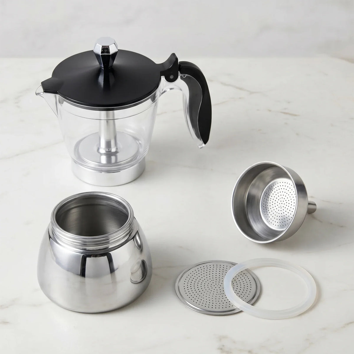 Milano Induction Moka Pot – 200 ml, Clear Chamber – product detail
