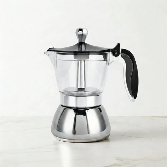 Milano Induction Moka Pot – 200 ml, Clear Chamber – product view