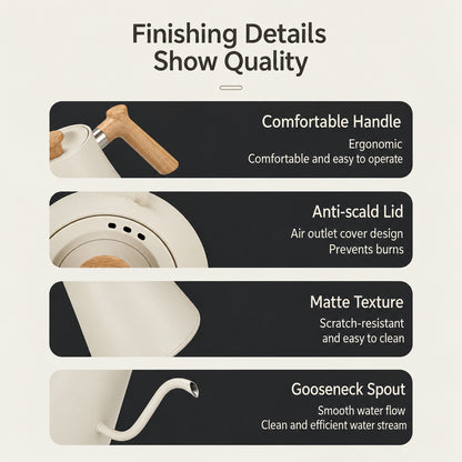 Milano Electric Gooseneck Kettle – White, Temperature Control – feature detail