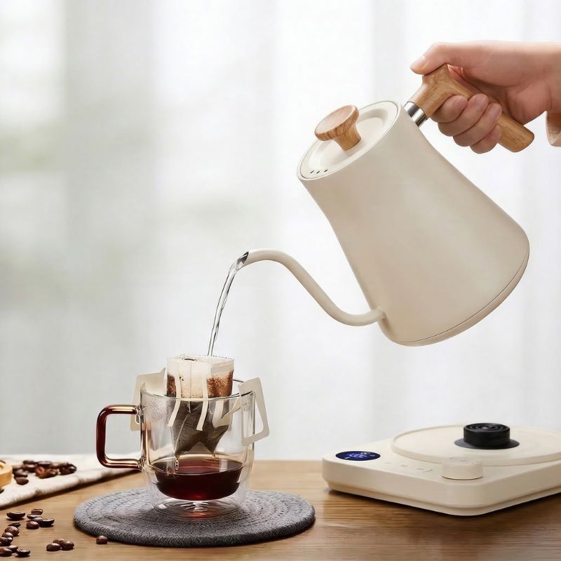 Milano Electric Gooseneck Kettle – White, Temperature Control – feature detail