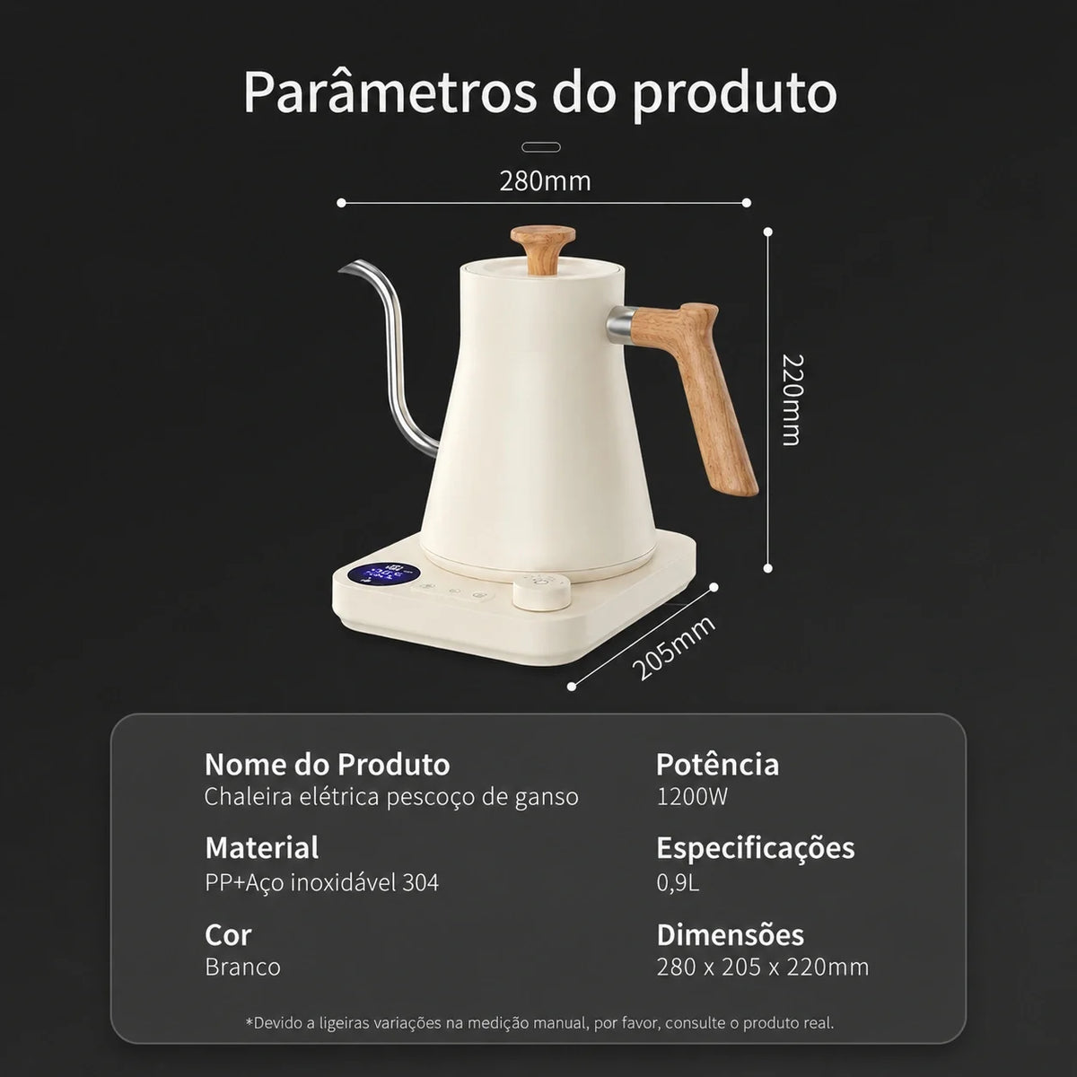 Milano Electric Gooseneck Kettle – White, Temperature Control – feature detail