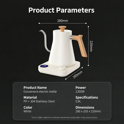 Milano Electric Gooseneck Kettle – White, Temperature Control – feature detail