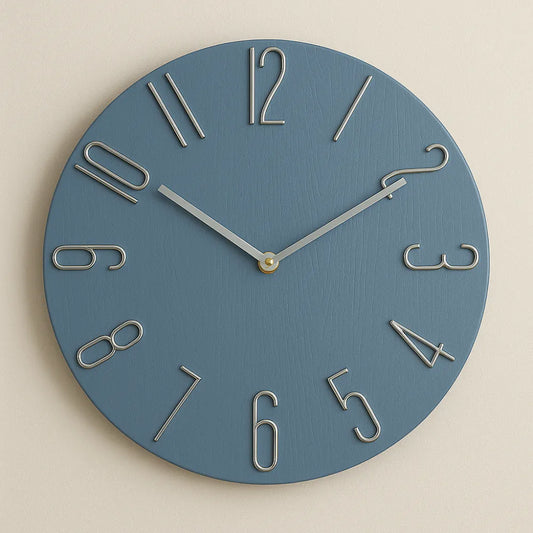 Bellagio Blue 30cm modern wall clock, front view