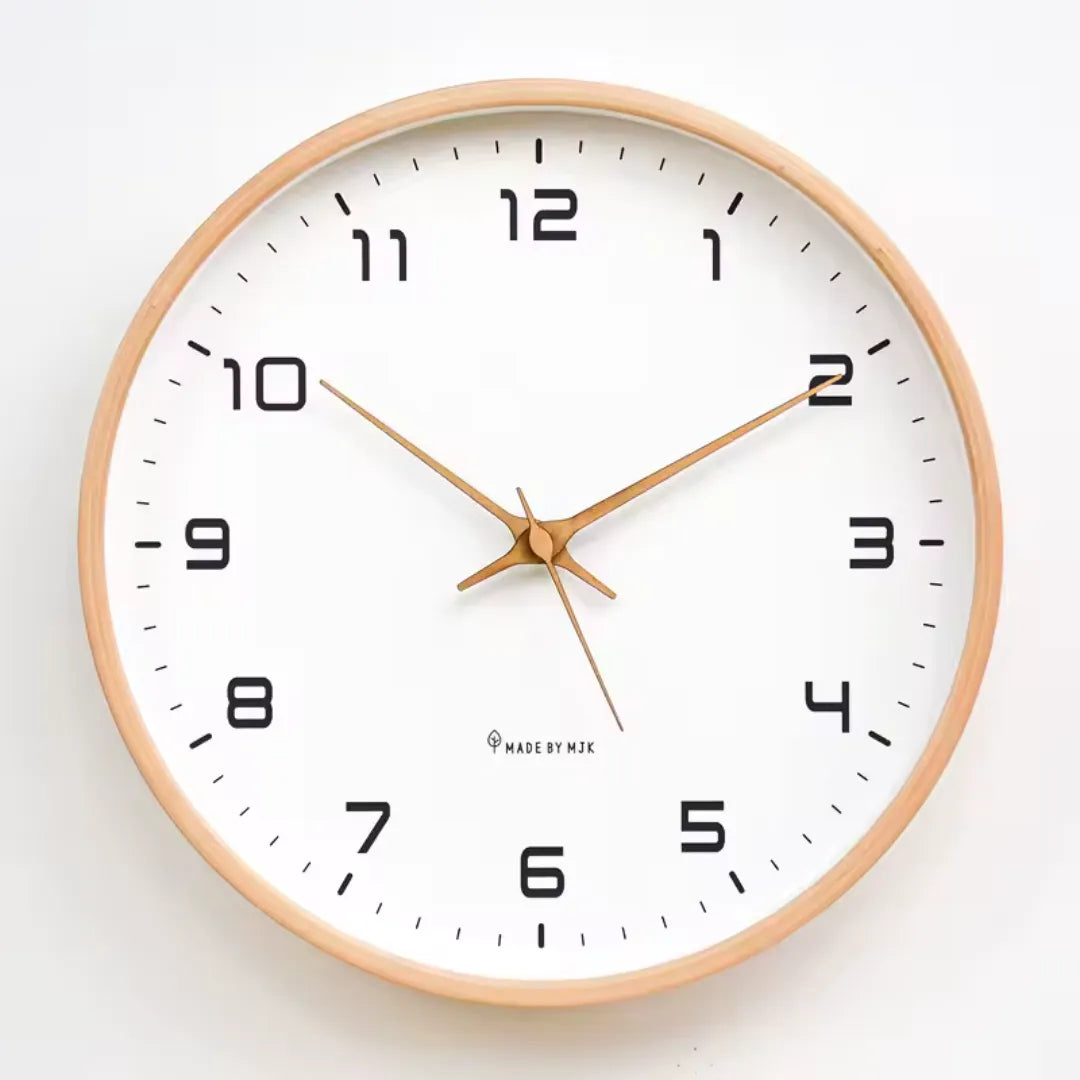 Lorenzzo White & Gold 25cm modern wall clock, front view