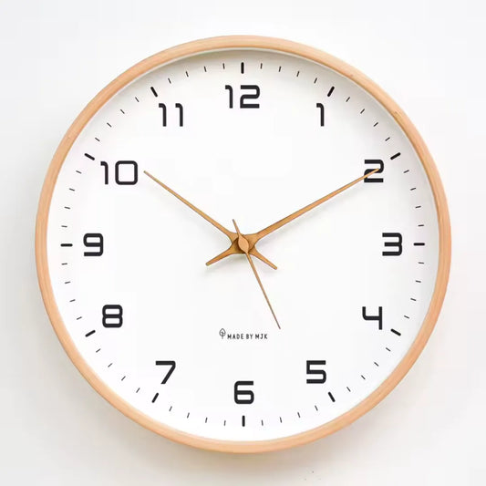 Lorenzzo White & Gold 25cm modern wall clock, front view