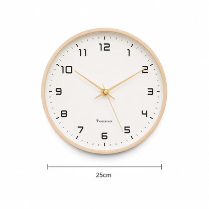 Lorenzzo White & Gold 25cm modern wall clock, size guide, 25 cm diameter