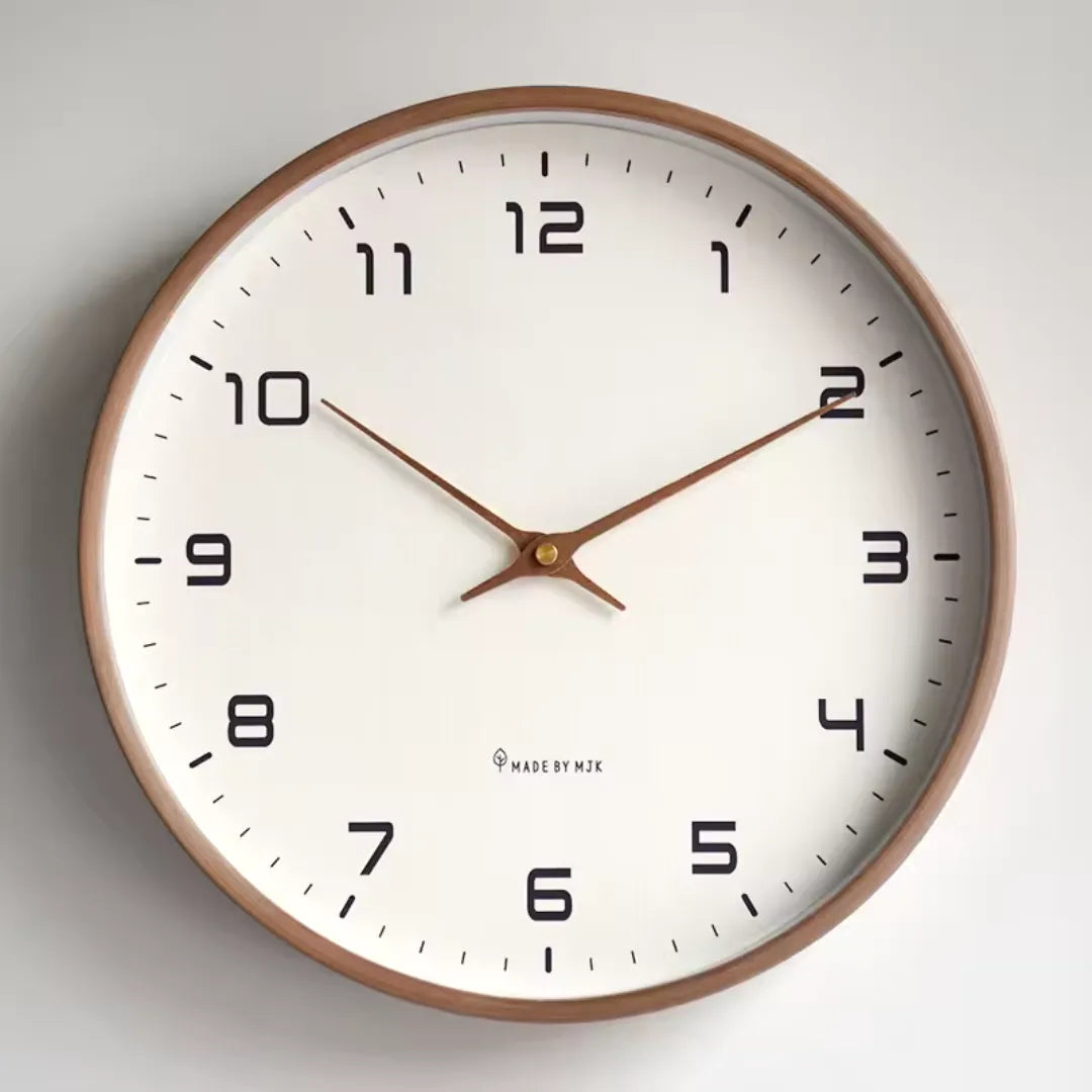 Lorenzzo Wood 25cm modern wall clock, front view