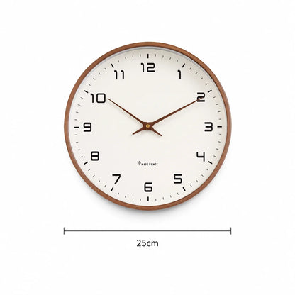Lorenzzo Wood 25cm modern wall clock, size guide, 25 cm diameter