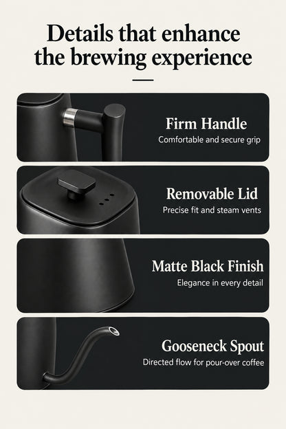 Monza Electric Gooseneck Kettle – 900 ml, Matte Black – feature detail