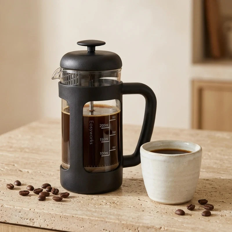 Nice Glass French Press Cafetière – 350 ml or 1 L – close-up detail