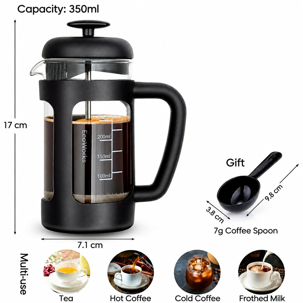 Nice Glass French Press Cafetière – 350 ml or 1 L – product view