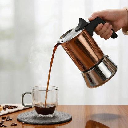 Palermo Induction Moka Pot – Copper Finish, 200 ml – in use