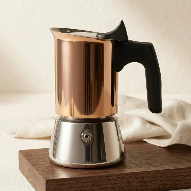Palermo Induction Moka Pot – Copper Finish, 200 ml – feature detail