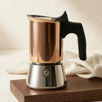 Palermo Induction Moka Pot – Copper Finish, 200 ml – feature detail
