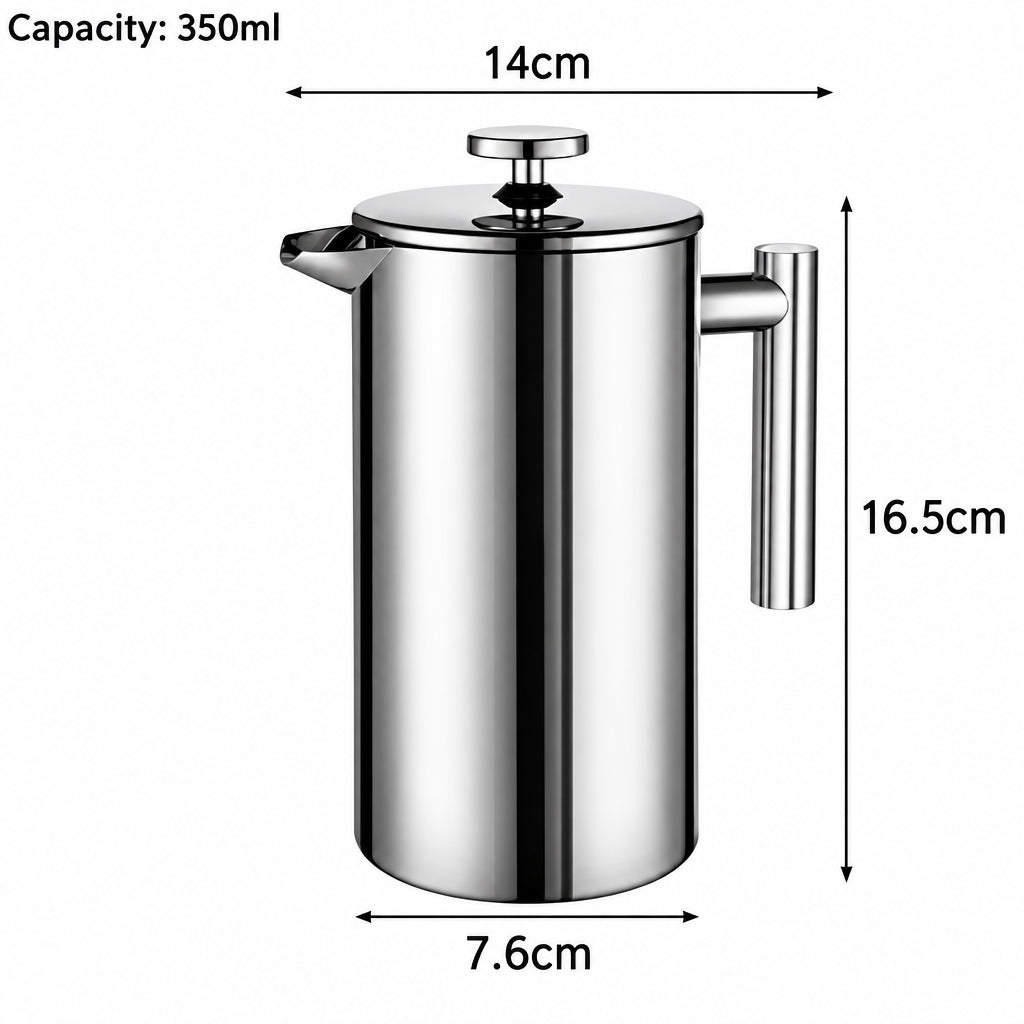 Paris Stainless Steel French Press Cafetière – 350 ml – product view