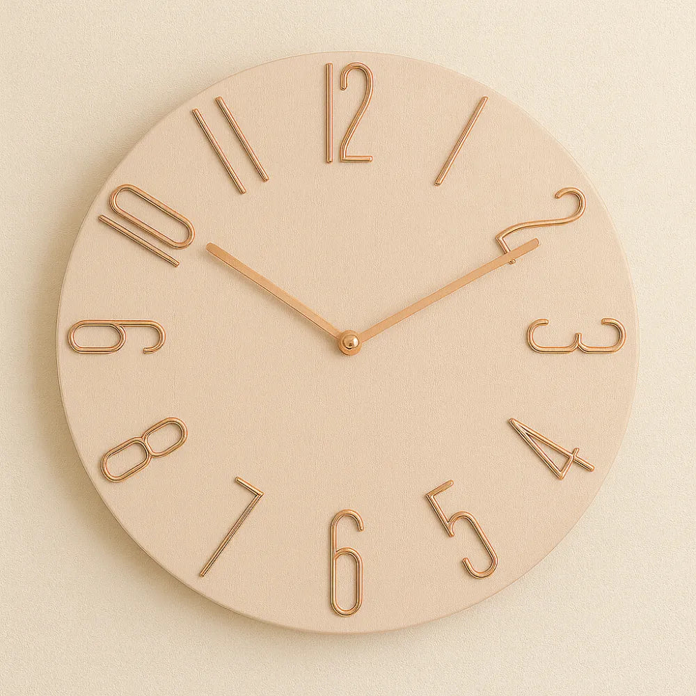 Bellagio Rose 30cm pink wall clock, front view