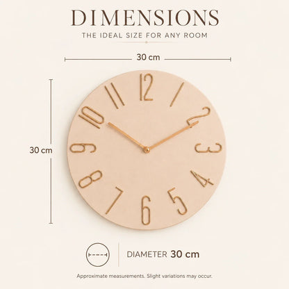 Bellagio Rose 30cm pink wall clock, size guide, 30 cm diameter