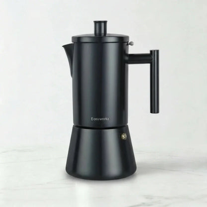 Pisa Induction Moka Pot – Black, 300 ml Stainless Steel – product view