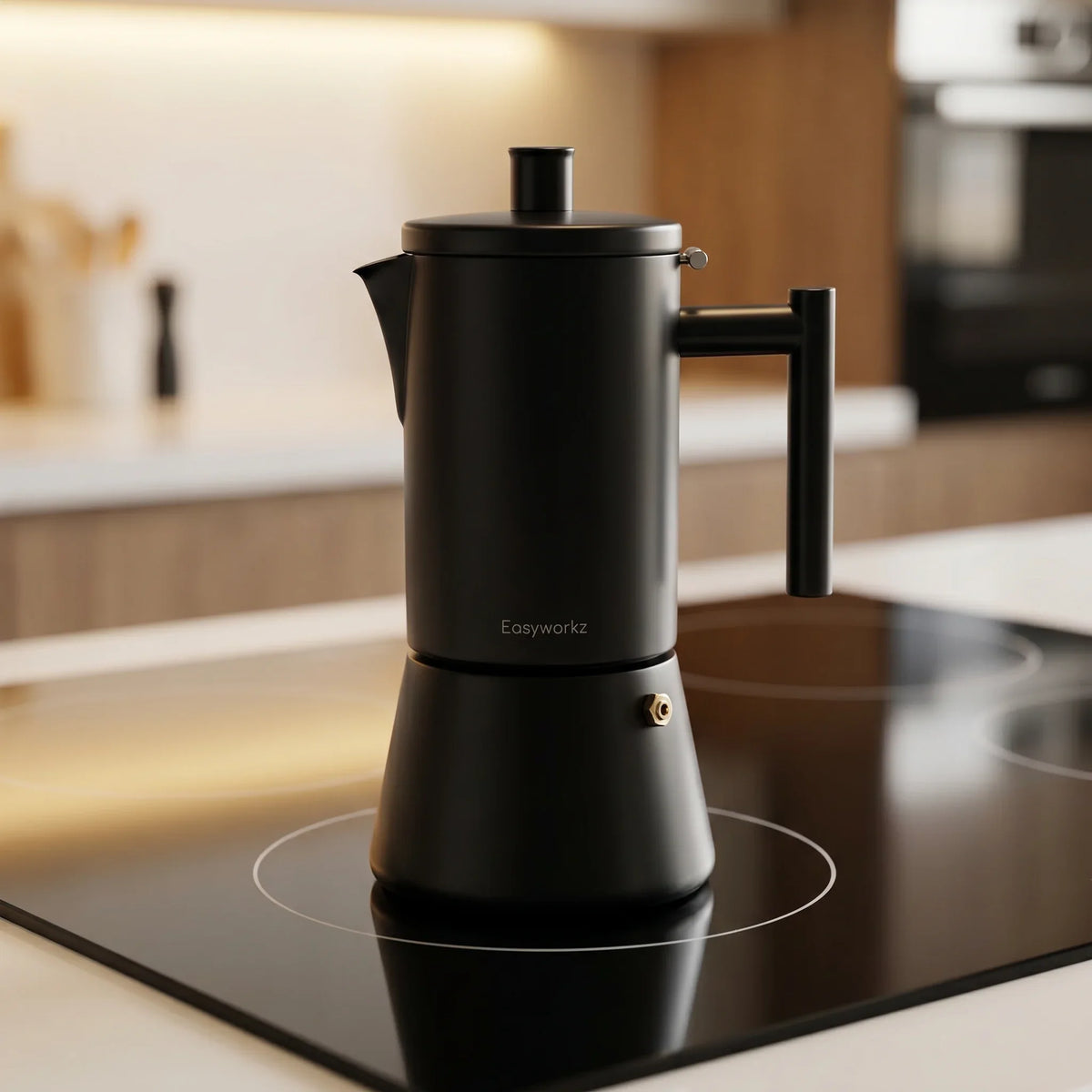 Pisa Induction Moka Pot – Black, 300 ml Stainless Steel – product view