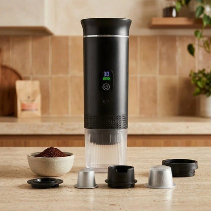 Portable Espresso Machine with LED Display – Black, 80 ml – compatibility and adapters