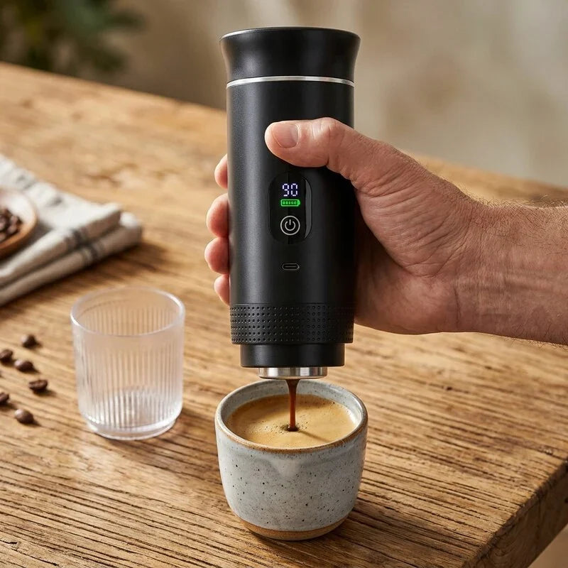 Portable Espresso Machine with LED Display – Black, 80 ml – feature detail