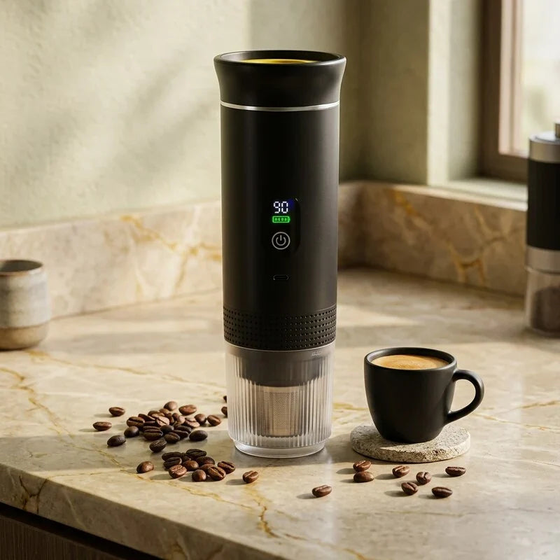 Portable Espresso Machine with LED Display – Black, 80 ml – feature detail