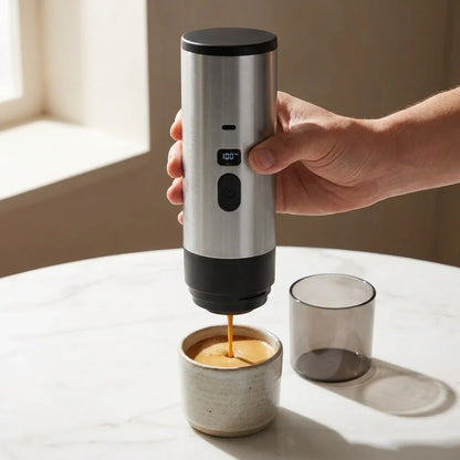 Portable Capsule Coffee Machine with Display – Grey, 90 ml – feature detail