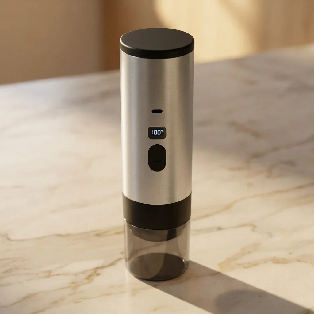 Portable Capsule Coffee Machine with Display – Grey, 90 ml – feature detail