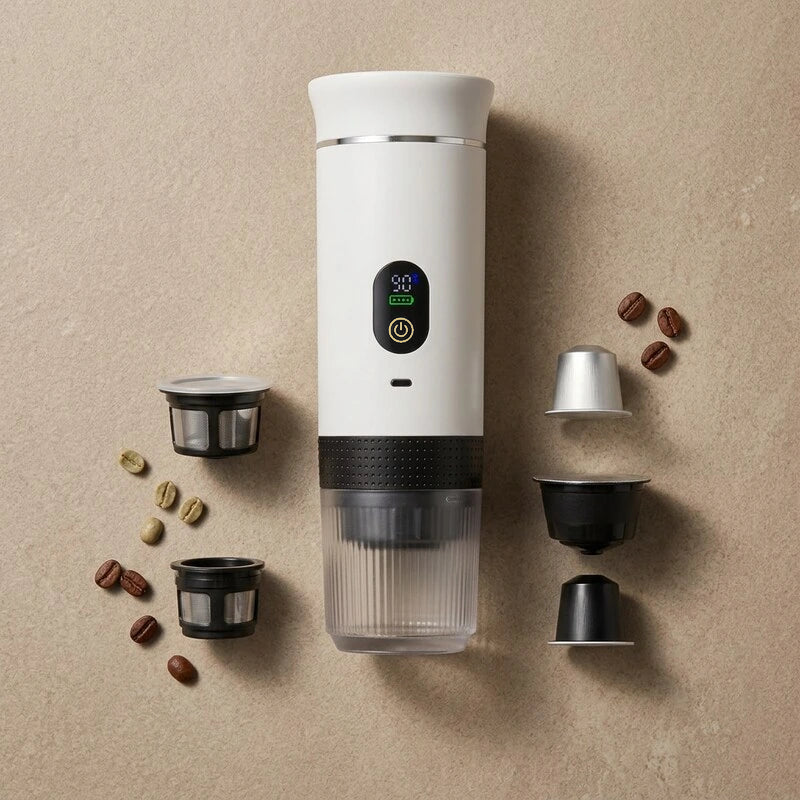 Portable Espresso Machine with LED Display – White, 80 ml – compatibility and adapters