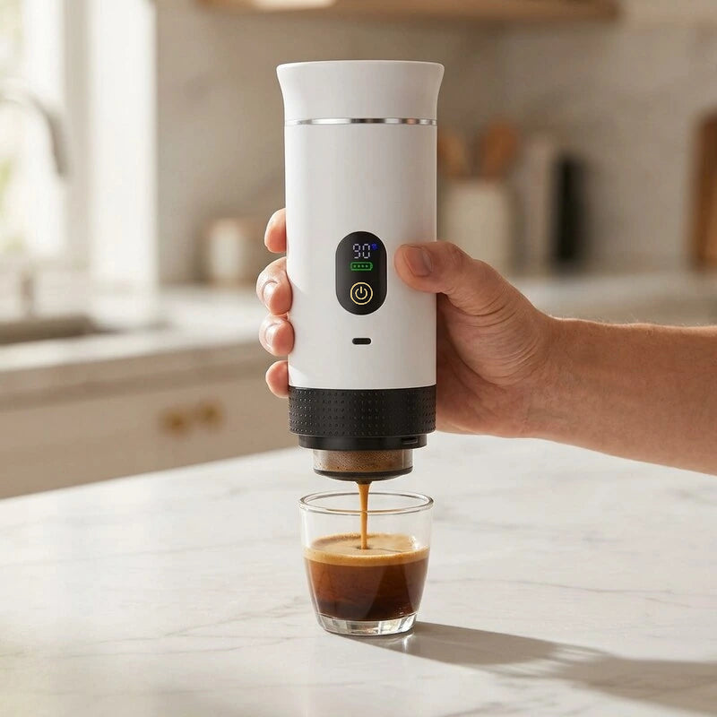 Portable Espresso Machine with LED Display – White, 80 ml – feature detail