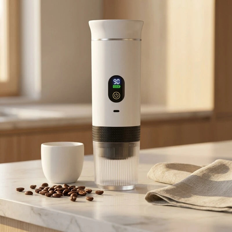 Portable Espresso Machine with LED Display – White, 80 ml – feature detail