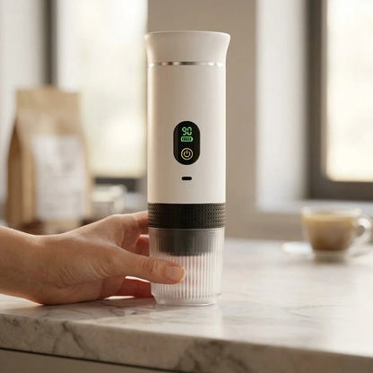 Portable Espresso Machine with LED Display – White, 80 ml – feature detail